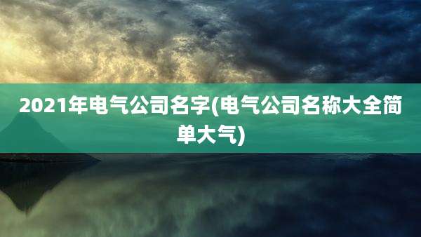 2021年电气公司名字(电气公司名称大全简单大气)