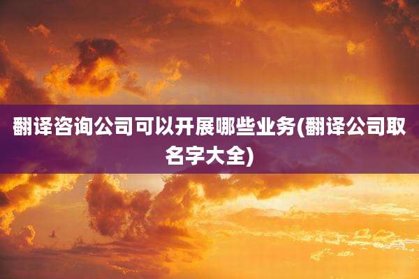 翻译咨询公司可以开展哪些业务(翻译公司取名字大全)