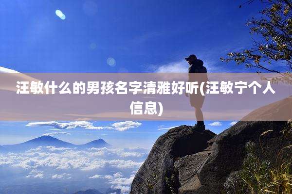 汪敏什么的男孩名字清雅好听(汪敏宁个人信息)
