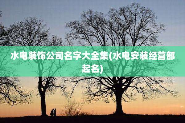 水电装饰公司名字大全集(水电安装经营部起名)