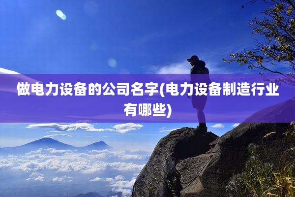 做电力设备的公司名字(电力设备制造行业有哪些)