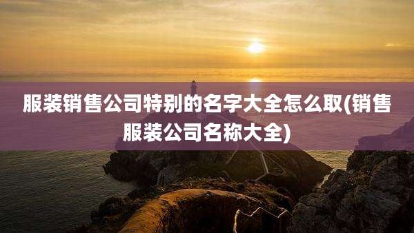 服装销售公司特别的名字大全怎么取(销售服装公司名称大全)