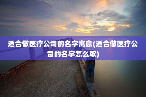 适合做医疗公司的名字寓意(适合做医疗公司的名字怎么取)
