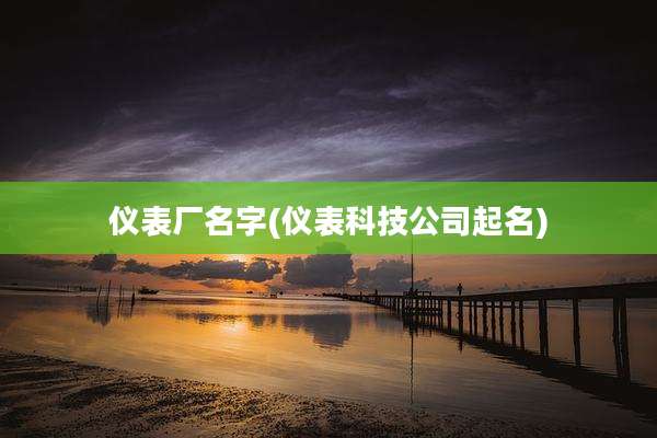 仪表厂名字(仪表科技公司起名)