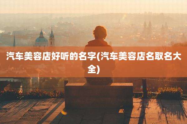 汽车美容店好听的名字(汽车美容店名取名大全)