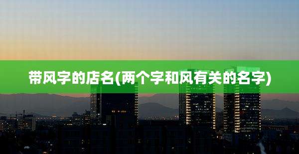 带风字的店名(两个字和风有关的名字)