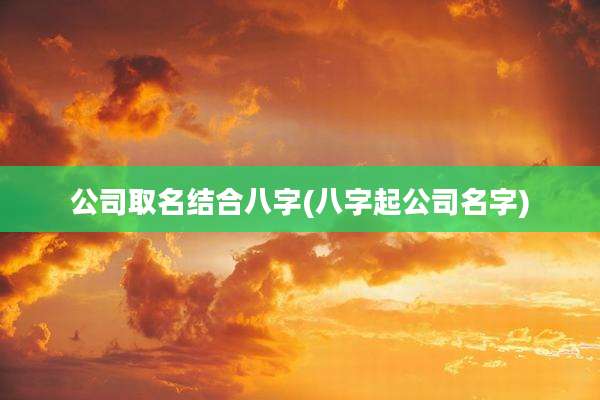 公司取名结合八字(八字起公司名字)