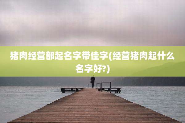 猪肉经营部起名字带佳字(经营猪肉起什么名字好?)