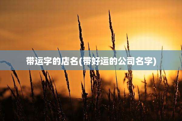 带运字的店名(带好运的公司名字)
