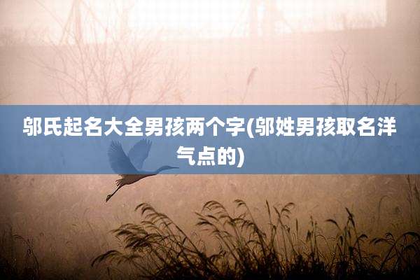 邬氏起名大全男孩两个字(邬姓男孩取名洋气点的)