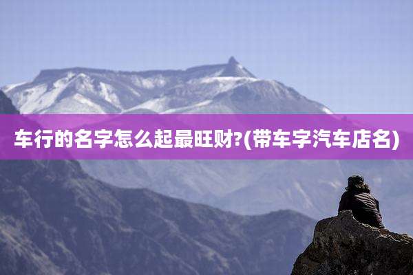 车行的名字怎么起最旺财?(带车字汽车店名)