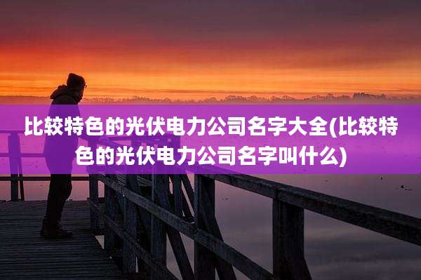 比较特色的光伏电力公司名字大全(比较特色的光伏电力公司名字叫什么)