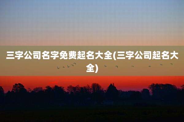 三字公司名字免费起名大全(三字公司起名大全)