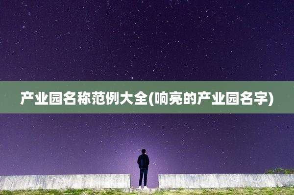 产业园名称范例大全(响亮的产业园名字)