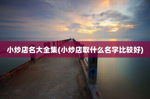 小炒店名大全集(小炒店取什么名字比较好)