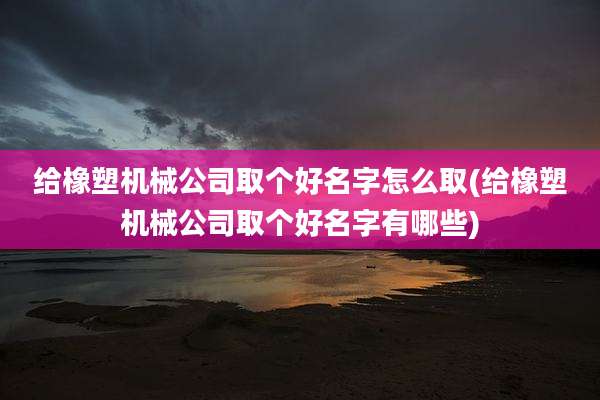 给橡塑机械公司取个好名字怎么取(给橡塑机械公司取个好名字有哪些)