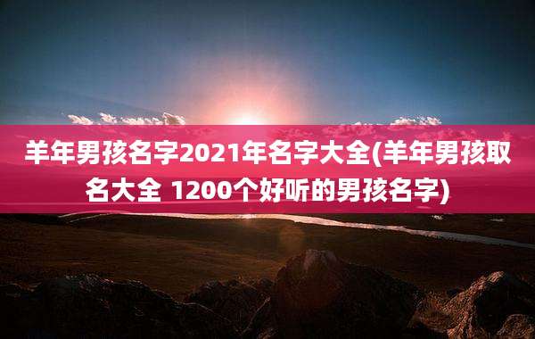羊年男孩名字2021年名字大全(羊年男孩取名大全 1200个好听的男孩名字)