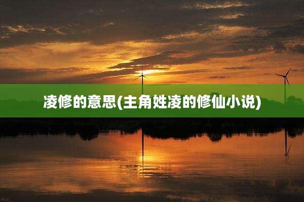凌修的意思(主角姓凌的修仙小说)