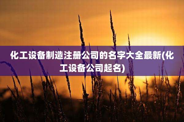 化工设备制造注册公司的名字大全最新(化工设备公司起名)