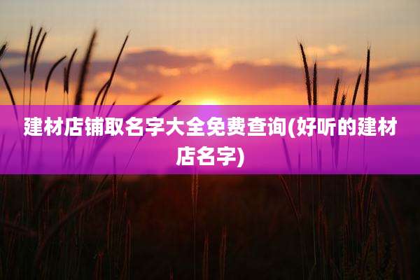 建材店铺取名字大全免费查询(好听的建材店名字)