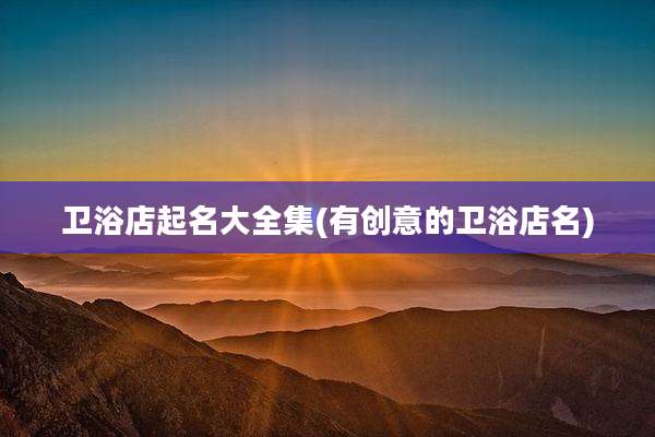 卫浴店起名大全集(有创意的卫浴店名)
