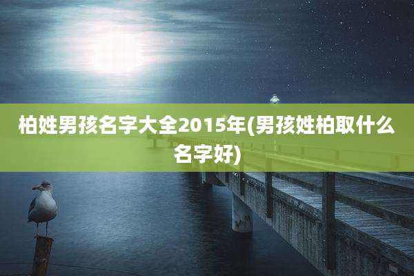 柏姓男孩名字大全2015年(男孩姓柏取什么名字好)