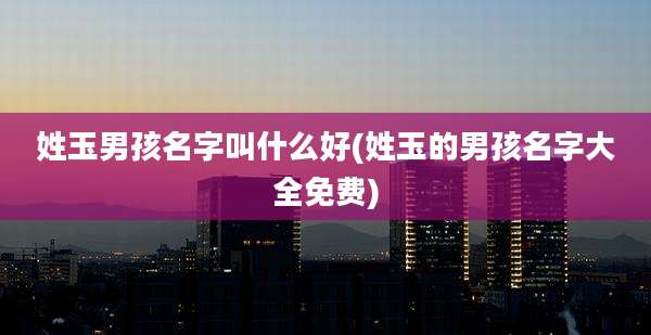 姓玉男孩名字叫什么好(姓玉的男孩名字大全免费)