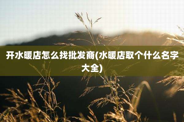 开水暖店怎么找批发商(水暖店取个什么名字大全)