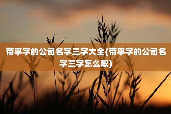 带孚字的公司名字三字大全(带孚字的公司名字三字怎么取)