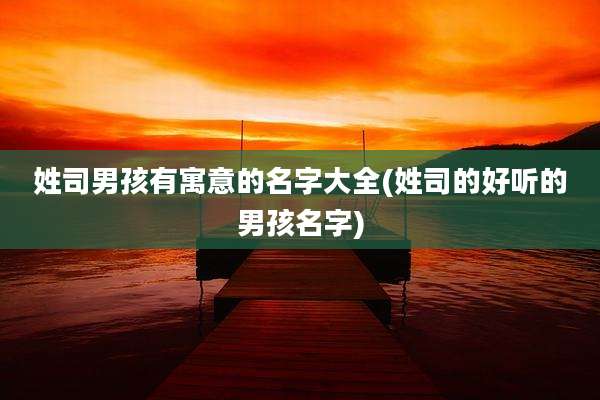 姓司男孩有寓意的名字大全(姓司的好听的男孩名字)