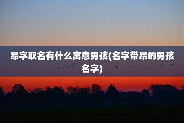昂字取名有什么寓意男孩(名字带昂的男孩名字)