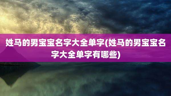 姓马的男宝宝名字大全单字(姓马的男宝宝名字大全单字有哪些)