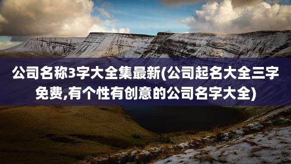 公司名称3字大全集最新(公司起名大全三字免费,有个性有创意的公司名字大全)