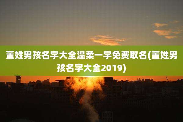 董姓男孩名字大全温柔一字免费取名(董姓男孩名字大全2019)