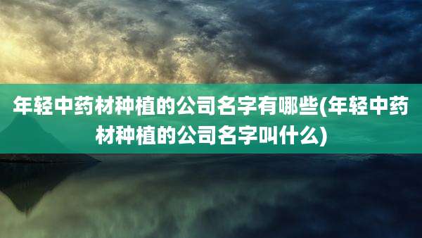 年轻中药材种植的公司名字有哪些(年轻中药材种植的公司名字叫什么)