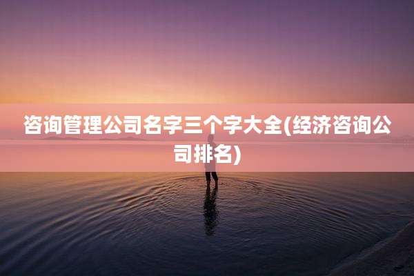 咨询管理公司名字三个字大全(经济咨询公司排名)