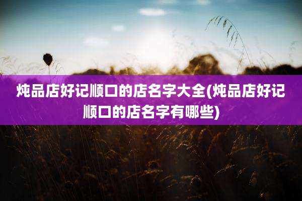 炖品店好记顺口的店名字大全(炖品店好记顺口的店名字有哪些)