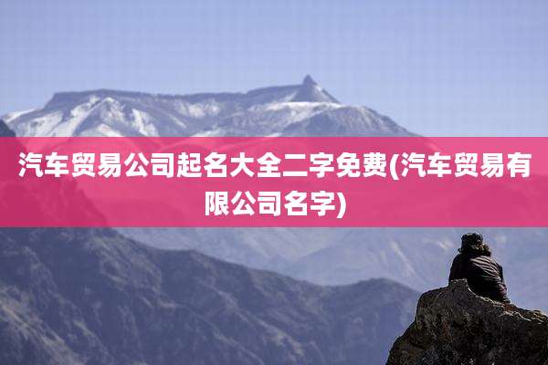 汽车贸易公司起名大全二字免费(汽车贸易有限公司名字)