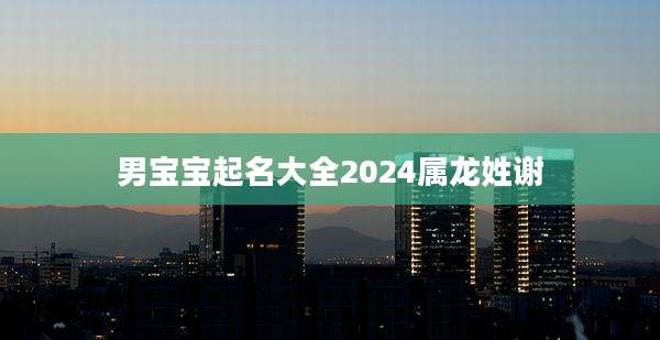男宝宝起名大全2024属龙姓谢