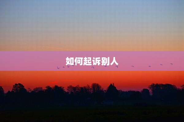 如何起诉别人