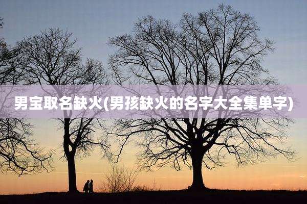 男宝取名缺火(男孩缺火的名字大全集单字)