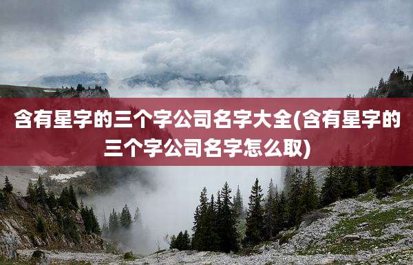 含有星字的三个字公司名字大全(含有星字的三个字公司名字怎么取)