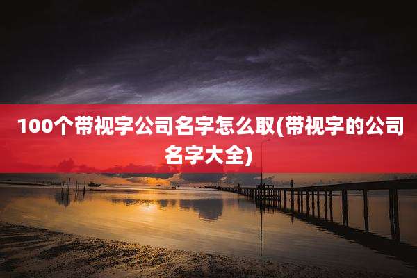 100个带视字公司名字怎么取(带视字的公司名字大全)