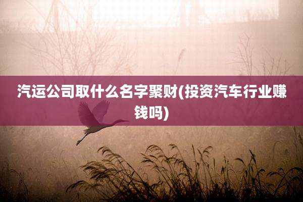 汽运公司取什么名字聚财(投资汽车行业赚钱吗)