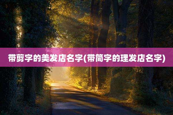 带剪字的美发店名字(带简字的理发店名字)