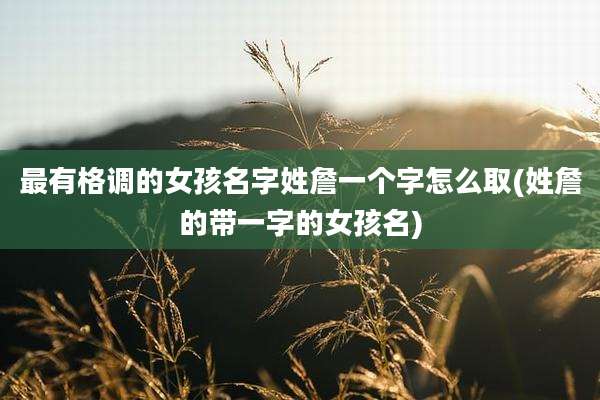 最有格调的女孩名字姓詹一个字怎么取(姓詹的带一字的女孩名)