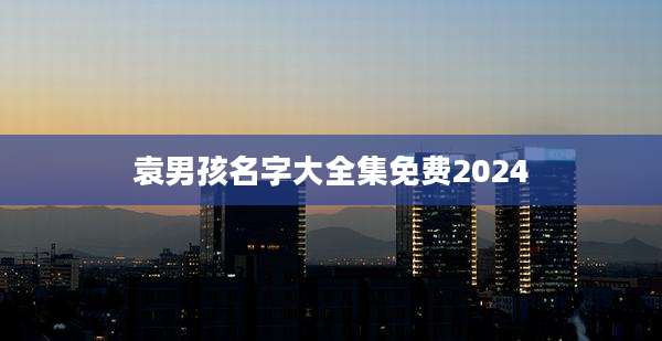 袁男孩名字大全集免费2024