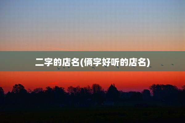 二字的店名(俩字好听的店名)