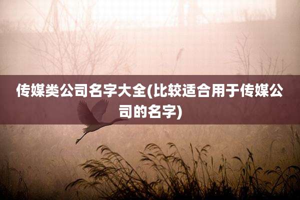 传媒类公司名字大全(比较适合用于传媒公司的名字)