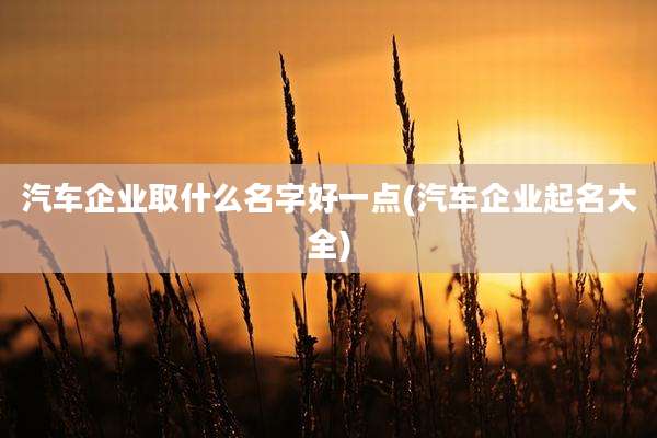 汽车企业取什么名字好一点(汽车企业起名大全)